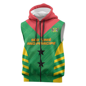 Sao Tome and Principe Football Custom Sleeveless Zip Hoodie Sporty Style - Green Color - African Pride