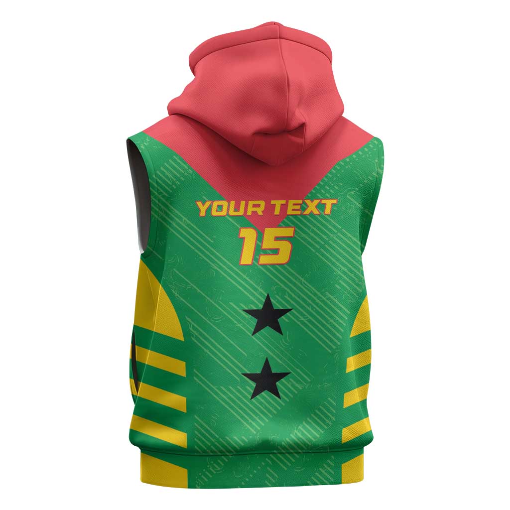 Sao Tome and Principe Football Custom Sleeveless Zip Hoodie Sporty Style - Green Color - African Pride