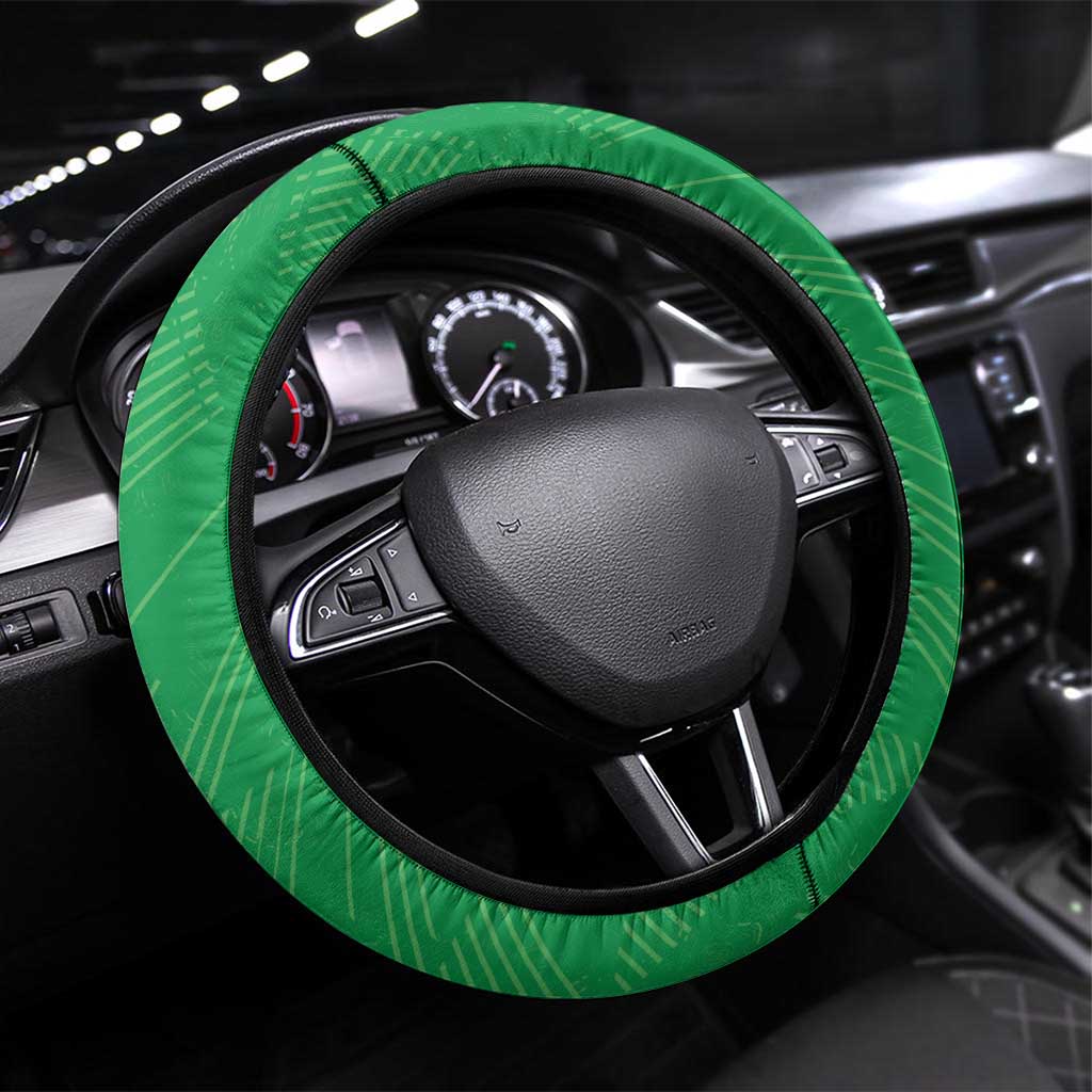 Sao Tome and Principe Football Steering Wheel Cover Sporty Style - Green Color