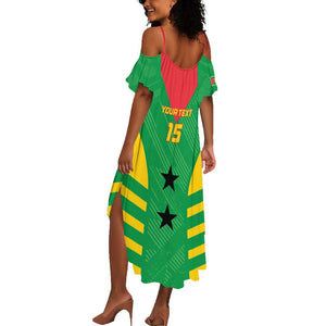 Sao Tome and Principe Football Custom Summer Maxi Dress Sporty Style - Green Color