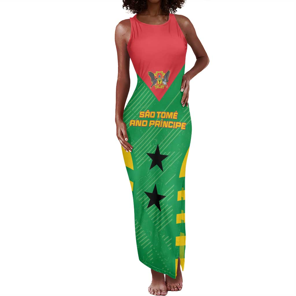 Sao Tome and Principe Football Custom Tank Maxi Dress Sporty Style - Green Color