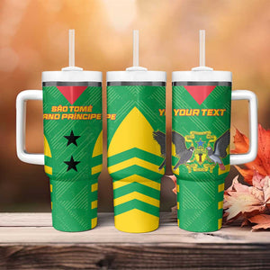 Sao Tome and Principe Football Custom Tumbler With Handle Sporty Style - Green Color