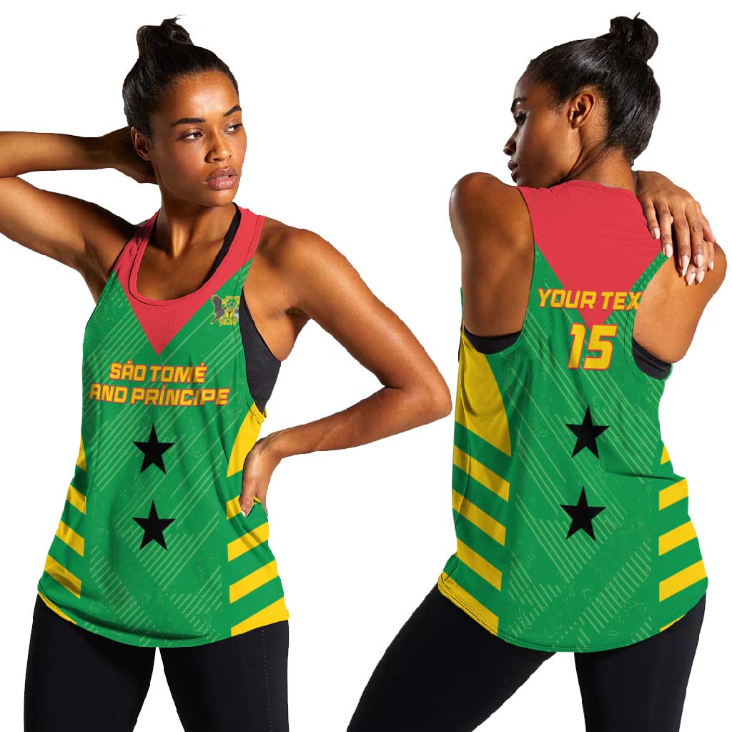 Sao Tome and Principe Football Custom Women Racerback Tank Sporty Style - Green Color