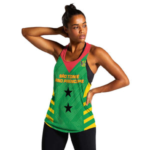 Sao Tome and Principe Football Custom Women Racerback Tank Sporty Style - Green Color