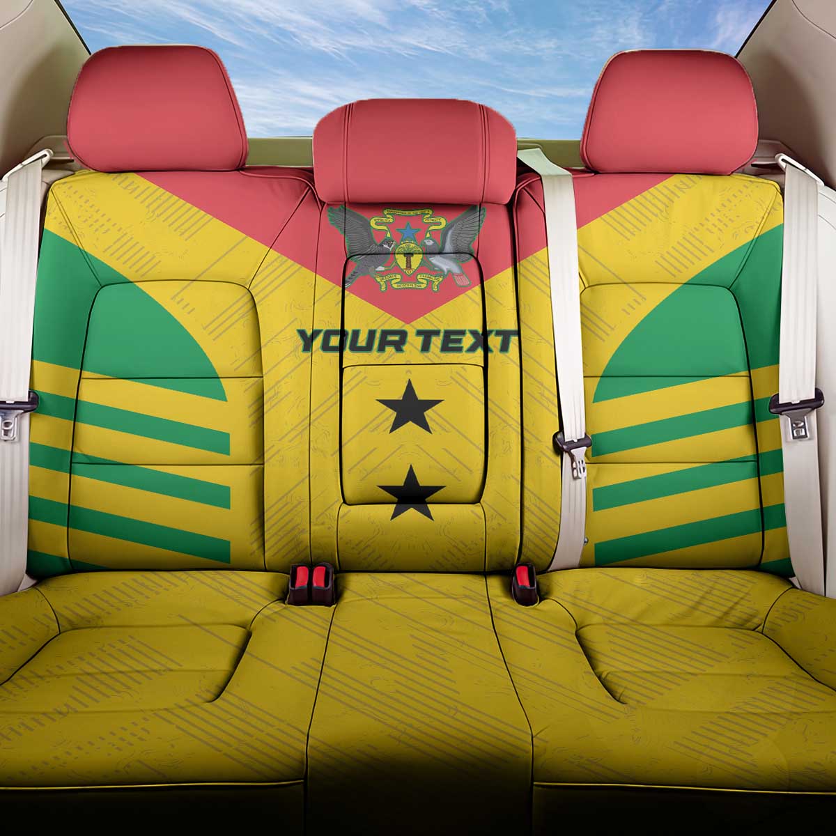 Sao Tome and Principe Football Custom Back Car Seat Cover Sporty Style - Yellow Color