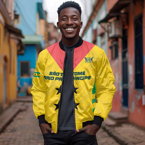 Sao Tome and Principe Football Custom Bomber Jacket Sporty Style - Yellow Color