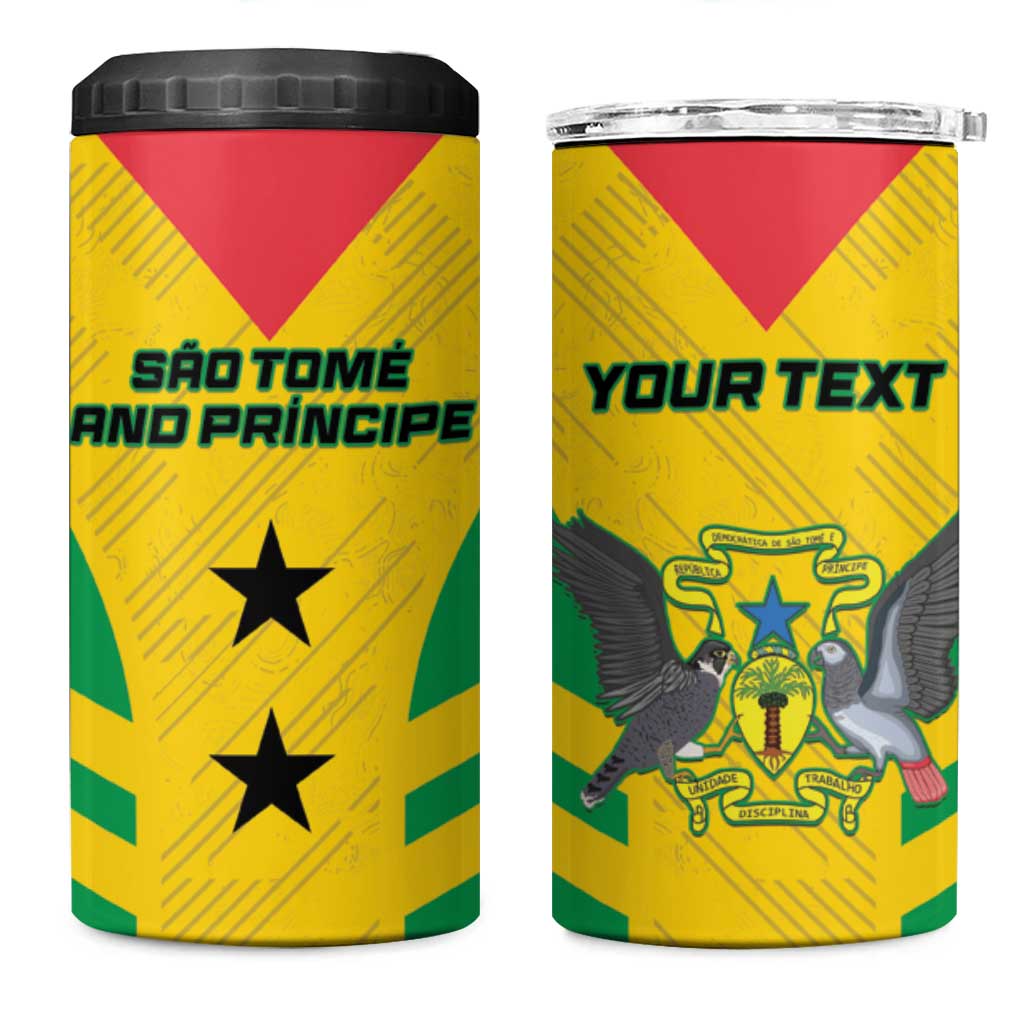 Sao Tome and Principe Football Custom 4 in 1 Can Cooler Tumbler Sporty Style - Yellow Color