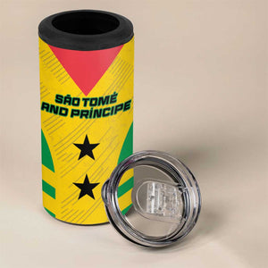 Sao Tome and Principe Football Custom 4 in 1 Can Cooler Tumbler Sporty Style - Yellow Color