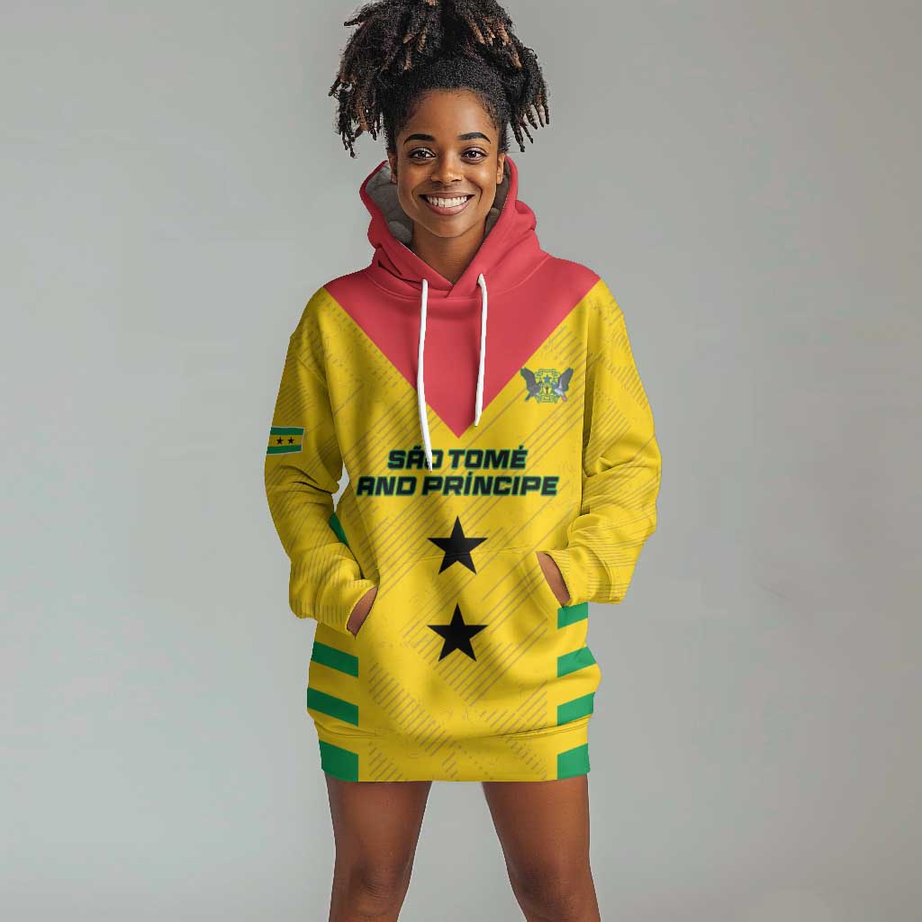 Sao Tome and Principe Football Custom Hoodie Dress Sporty Style - Yellow Color