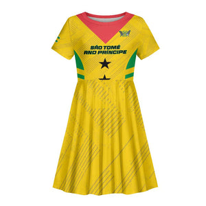 Sao Tome and Principe Football Custom Kid Short Sleeve Dress Sporty Style - Yellow Color