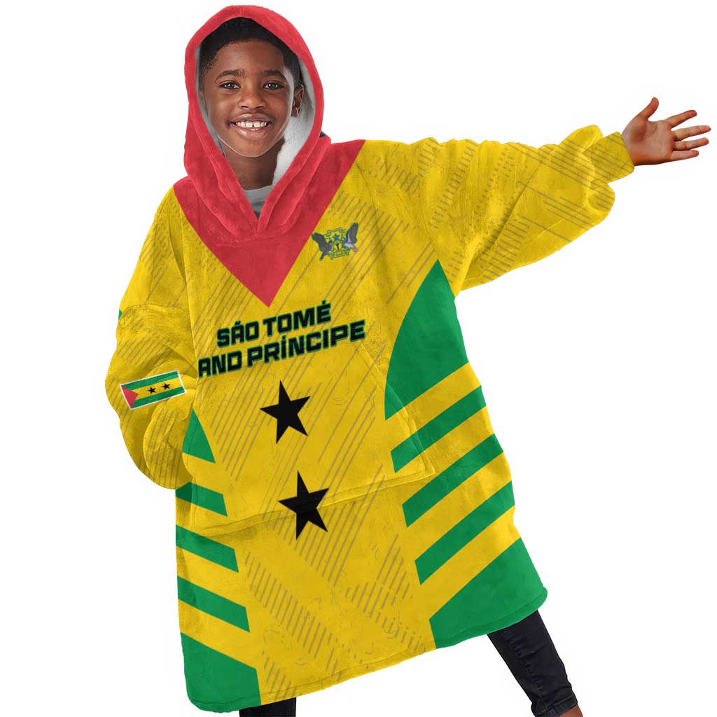 Sao Tome and Principe Football Custom Kid Wearable Blanket Hoodie Sporty Style - Yellow Color