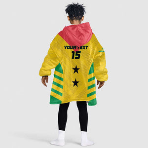 Sao Tome and Principe Football Custom Kid Wearable Blanket Hoodie Sporty Style - Yellow Color