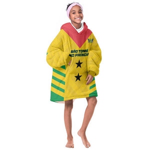 Sao Tome and Principe Football Custom Kid Wearable Blanket Hoodie Sporty Style - Yellow Color