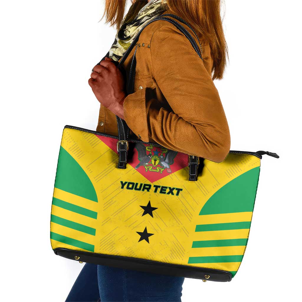 Sao Tome and Principe Football Custom Leather Tote Bag Sporty Style - Yellow Color