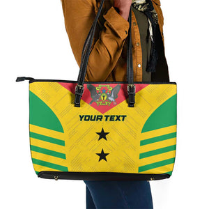 Sao Tome and Principe Football Custom Leather Tote Bag Sporty Style - Yellow Color