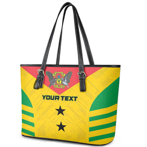 Sao Tome and Principe Football Custom Leather Tote Bag Sporty Style - Yellow Color