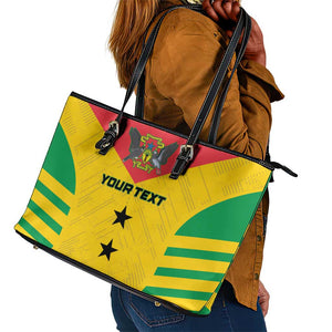 Sao Tome and Principe Football Custom Leather Tote Bag Sporty Style - Yellow Color