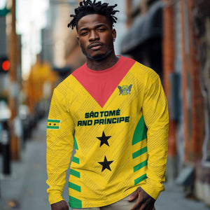 Sao Tome and Principe Football Custom Long Sleeve Shirt Sporty Style - Yellow Color