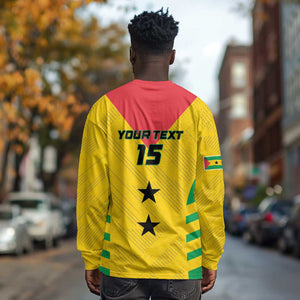 Sao Tome and Principe Football Custom Long Sleeve Shirt Sporty Style - Yellow Color