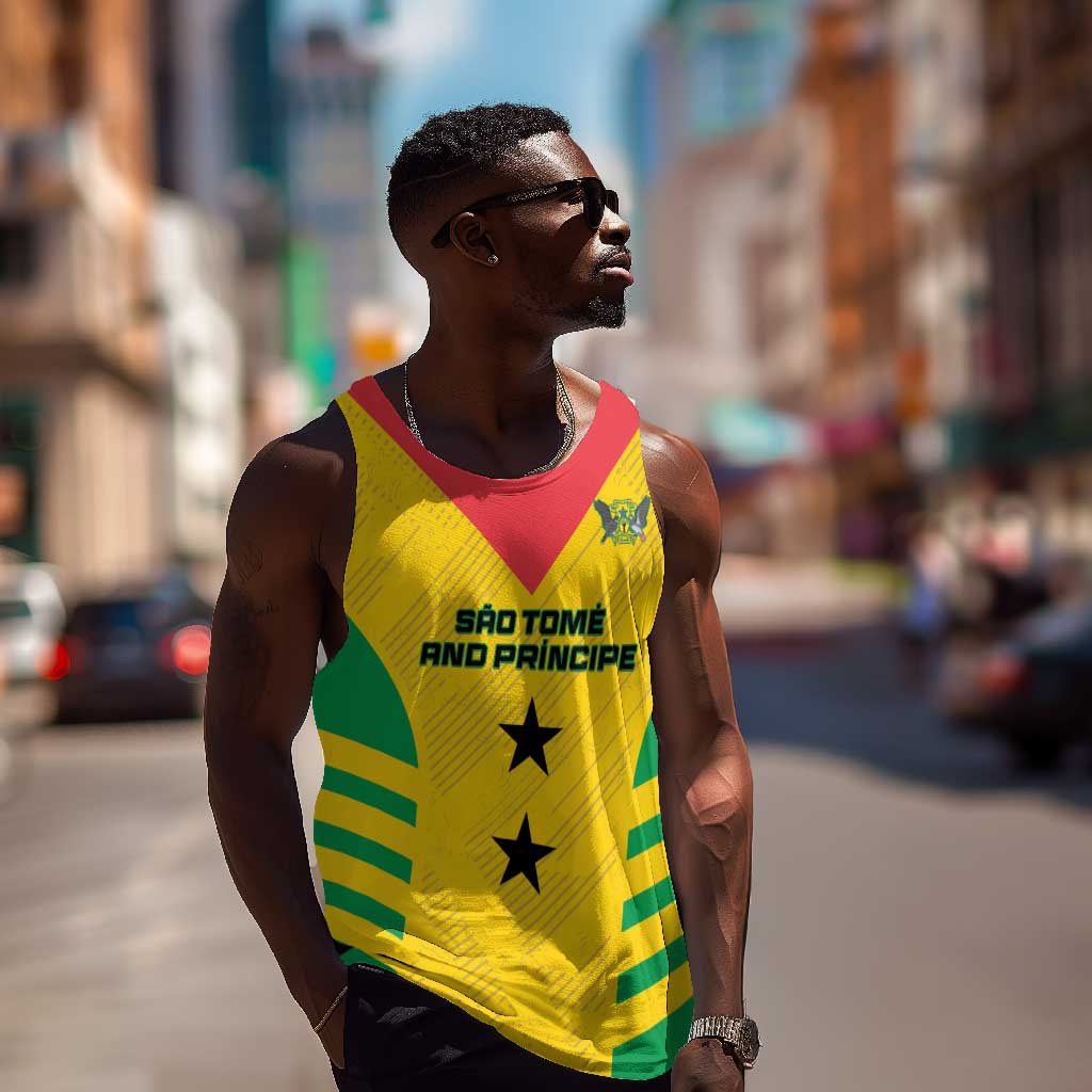 Sao Tome and Principe Football Custom Men Tank Top Sporty Style - Yellow Color