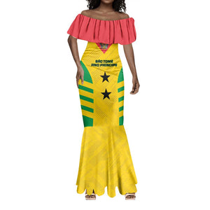 Sao Tome and Principe Football Custom Mermaid Dress Sporty Style - Yellow Color