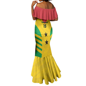 Sao Tome and Principe Football Custom Mermaid Dress Sporty Style - Yellow Color