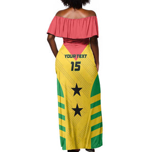 Sao Tome and Principe Football Custom Off Shoulder Maxi Dress Sporty Style - Yellow Color