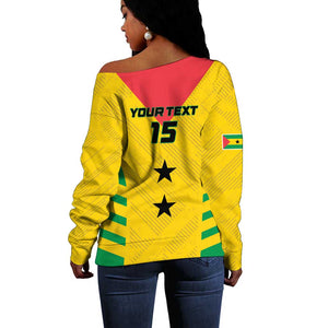 Sao Tome and Principe Football Custom Off Shoulder Sweater Sporty Style - Yellow Color