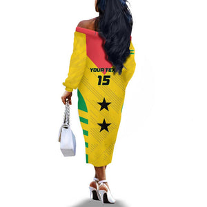 Sao Tome and Principe Football Custom Off The Shoulder Long Sleeve Dress Sporty Style - Yellow Color