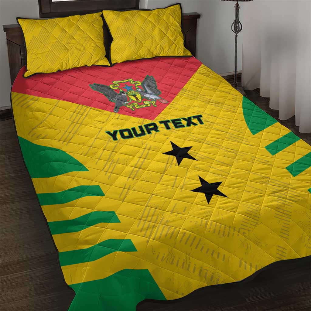 Sao Tome and Principe Football Custom Quilt Bed Set Sporty Style - Yellow Color