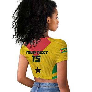 Sao Tome and Principe Football Custom Raglan Cropped T shirt Sporty Style - Yellow Color