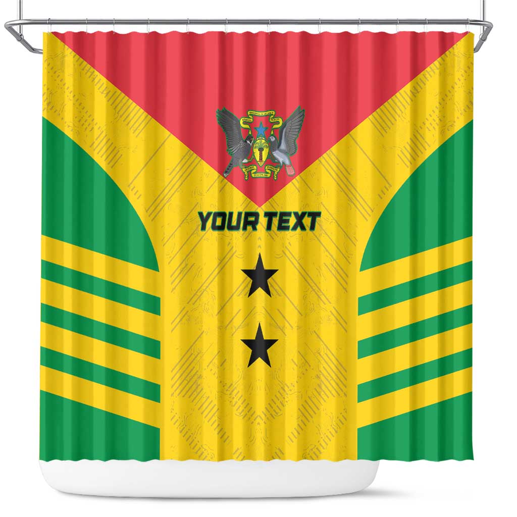 Sao Tome and Principe Football Custom Shower Curtain Sporty Style - Yellow Color