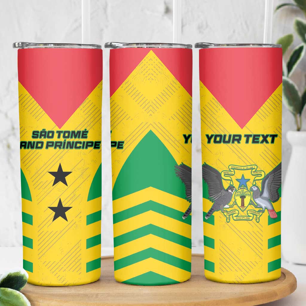 Sao Tome and Principe Football Custom Skinny Tumbler Sporty Style - Yellow Color