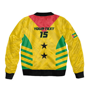 Sao Tome and Principe Football Custom Sleeve Zip Bomber Jacket Sporty Style - Yellow Color