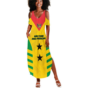 Sao Tome and Principe Football Custom Summer Maxi Dress Sporty Style - Yellow Color