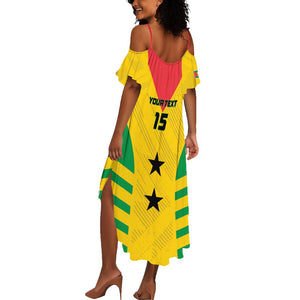 Sao Tome and Principe Football Custom Summer Maxi Dress Sporty Style - Yellow Color