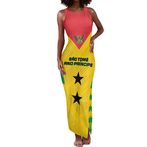 Sao Tome and Principe Football Custom Tank Maxi Dress Sporty Style - Yellow Color