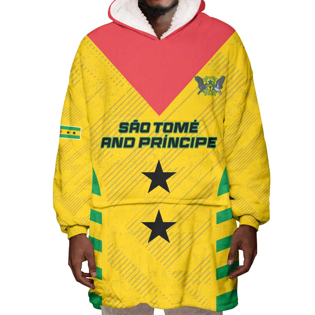 Sao Tome and Principe Football Custom Wearable Blanket Hoodie Sporty Style - Yellow Color