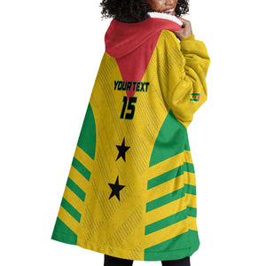 Sao Tome and Principe Football Custom Wearable Blanket Hoodie Sporty Style - Yellow Color