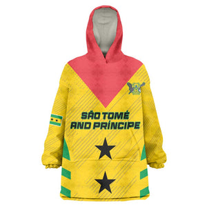 Sao Tome and Principe Football Custom Wearable Blanket Hoodie Sporty Style - Yellow Color