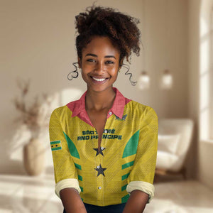 Sao Tome and Principe Football Custom Women Casual Shirt Sporty Style - Yellow Color