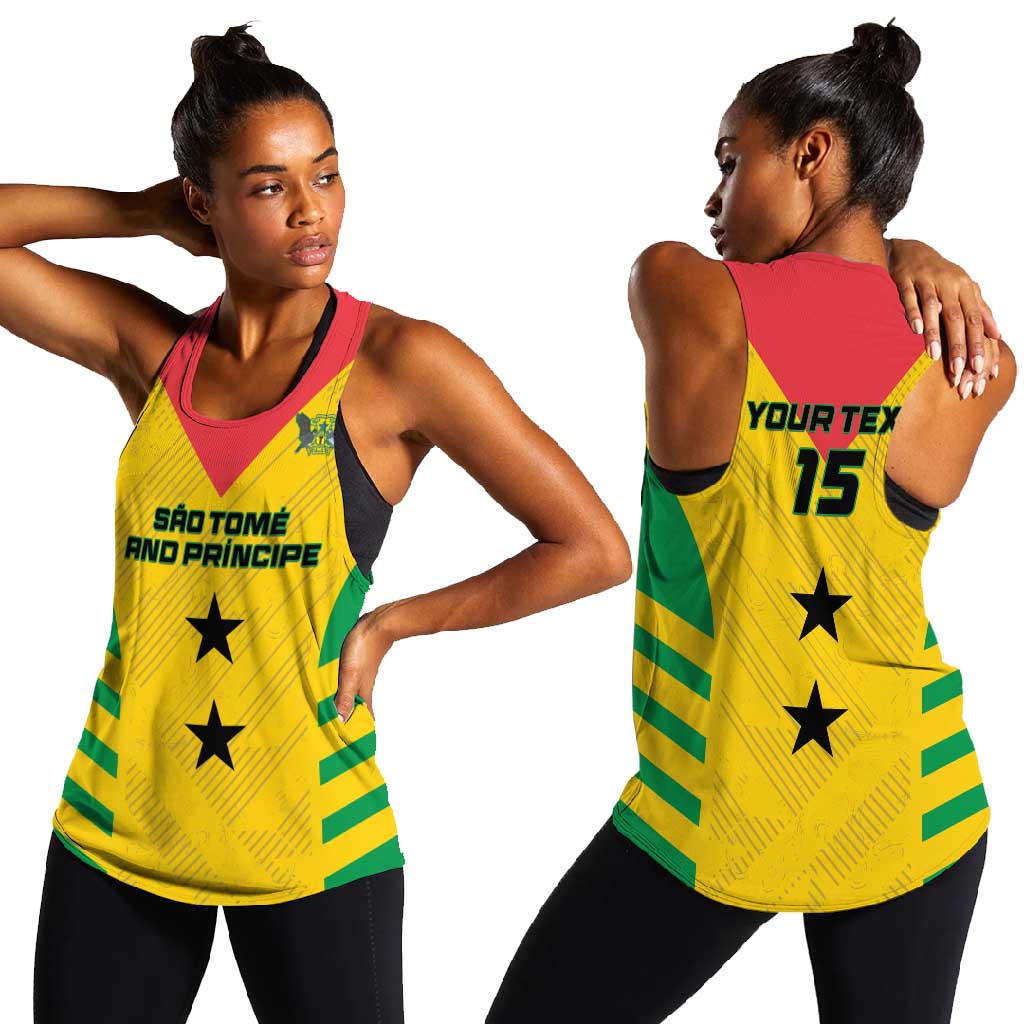 Sao Tome and Principe Football Custom Women Racerback Tank Sporty Style - Yellow Color