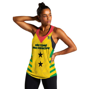 Sao Tome and Principe Football Custom Women Racerback Tank Sporty Style - Yellow Color