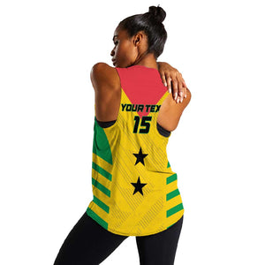 Sao Tome and Principe Football Custom Women Racerback Tank Sporty Style - Yellow Color