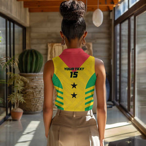 Sao Tome and Principe Football Custom Women Sleeveless Polo Shirt Sporty Style - Yellow Color