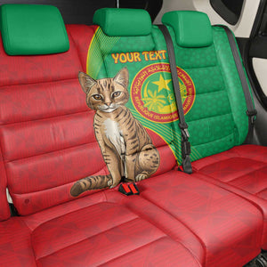 Personalized Mauritania Back Car Seat Cover Felis Lybica - Islamic Mix African Pattern