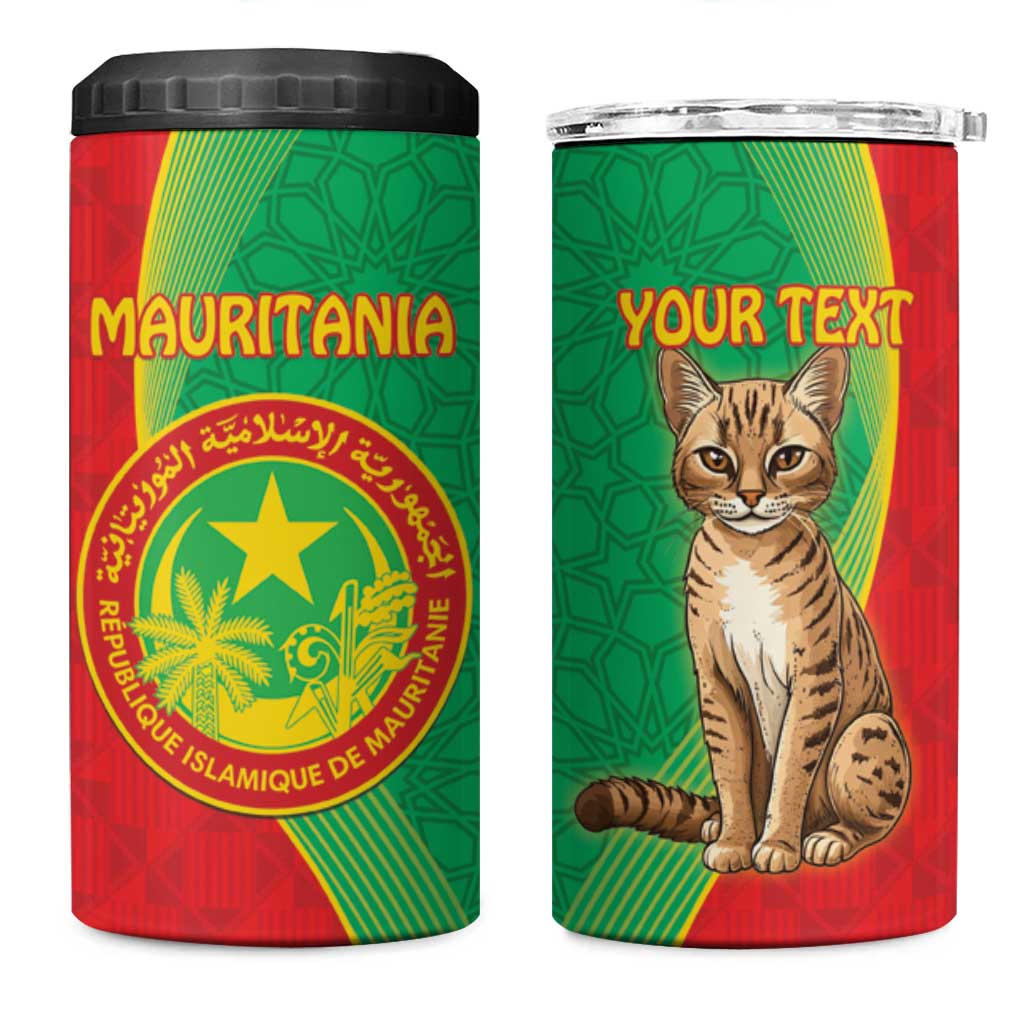 Personalized Mauritania 4 in 1 Can Cooler Tumbler Felis Lybica - Islamic Mix African Pattern