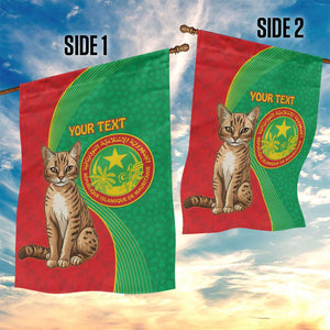 Personalized Mauritania Garden Flag Felis Lybica - Islamic Mix African Pattern