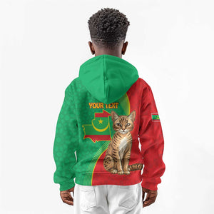 Personalized Mauritania Kid Hoodie Felis Lybica - Islamic Mix African Pattern