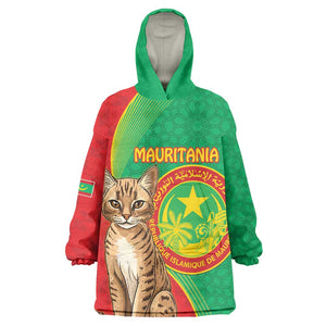 Personalized Mauritania Kid Wearable Blanket Hoodie Felis Lybica - Islamic Mix African Pattern